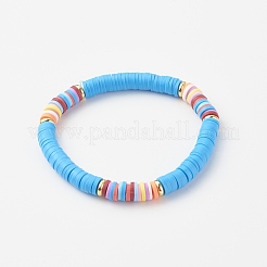 Pulseras hechas a mano de arcilla polimérica heishi pulseras elásticas&nbsp;BJEW-JB0001-CPQ