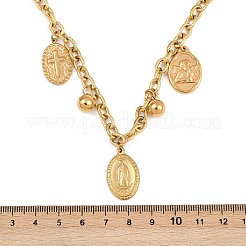 Colliers pendentifs ovales en acier inoxydable 304 avec croix vierge pour femmes&nbsp;NJEW-A050-01G
