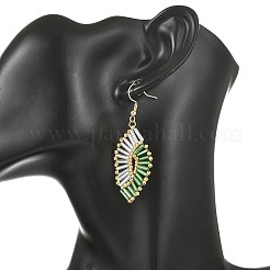 Orecchini pendenti con perline di vetro intrecciate&nbsp;EJEW-MZ00746-02