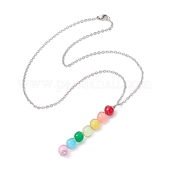 Collane con ciondolo con perline rotonde in vetro colorato&nbsp;NJEW-JN04581-02