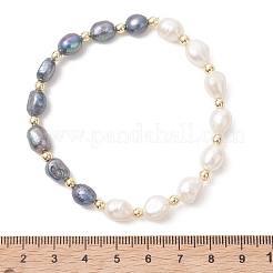 Elastische Armbänder aus natürlichen Süßwasserperlen und nichtmagnetischem synthetischem Hämatit für Damen&nbsp;BJEW-JB13552