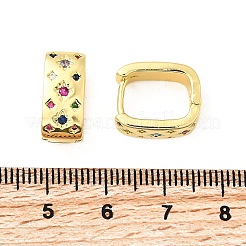 Orecchini pendenti rettangolari in ottone con micro pavé di zirconi cubici&nbsp;EJEW-L305-08G-01