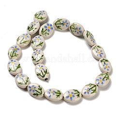 Perline di porcellana fatte a mano stampate a tema floreale&nbsp;LAMP-D303-06E-02