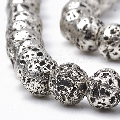 Fili di perle di roccia lavica naturale elettrodeposta&nbsp;X-G-T098-01B-10