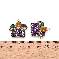Pendentifs en alliage émaillé et poudre pailletée sur le thème du carnaval/mardi gras&nbsp;ENAM-T020-53C-RS