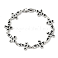Messing-Emaille-Mikropflaster-Armbänder mit klaren Zirkonia-Kreuzgliedern für Damen&nbsp;BJEW-G764-02P