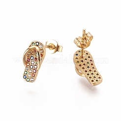 Pendientes de tuerca de circonio cúbico con micro pave de latón&nbsp;EJEW-L229-02G