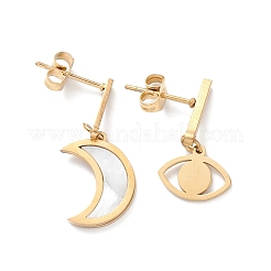 3 Paar asymmetrische Ohrringe im 3-Stil-Stil mit synthetischer Muschel&nbsp;EJEW-B020-17G