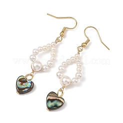 Orecchini pendenti con perle di conchiglia e perline di abalone/conchiglia di paua&nbsp;EJEW-JE07314-02