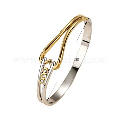 Bracciali rigidi da donna bicolore in acciaio inossidabile 304 con strass di cristallo e chiusura a cerniera.&nbsp;WG4FF72-02