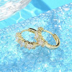 Messing Micro Pave klare Zirkonia Creolen&nbsp;EJEW-C122-02G