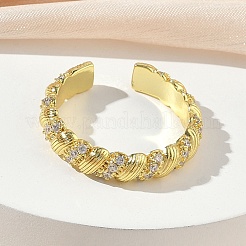 Messing Micro Pave Zirkonia Manschette offene Ringe&nbsp;RJEW-C163-21G