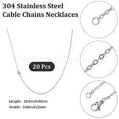 20 collar de cadena de cable de acero inoxidable 304 de 2 mm&nbsp;MAK-BM0001-04