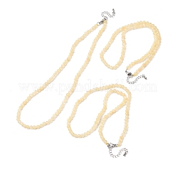 Colliers de perles rondes en jade de soie doré naturel de qualité A de 4 mm&nbsp;GG-CBAA808-03P-A