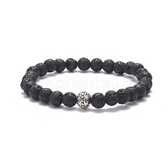 Set di braccialetti elasticizzati con perline in pietra lavica naturale da 4 pezzo&nbsp;BJEW-JB09365