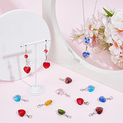 28 stücke 7 farben facettierte herz glas anhänger dekoration&nbsp;HJEW-PH02042