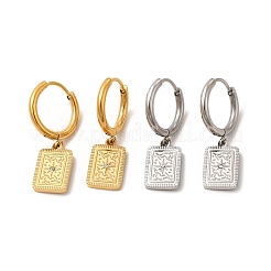 Rettangolo di strass di cristallo con orecchini a cerchio pendenti a stella&nbsp;EJEW-P219-18P