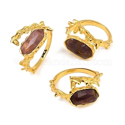 Ovale natürliche Amethyst-Manschettenringe&nbsp;RJEW-K286-07G