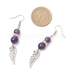 Flügelohrringe aus natürlichem Amethyst&nbsp;EJEW-TA00684