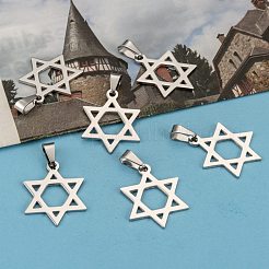 Anlaufgeschützter Jungenschmuck in Originalfarbe 201 Edelstahl Pentagramm-Anhänger&nbsp;STAS-I032-224