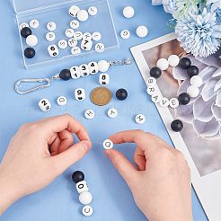 56 Silikonperlen-Set mit Buchstaben und Zahlen&nbsp;SIL-PH0001-32