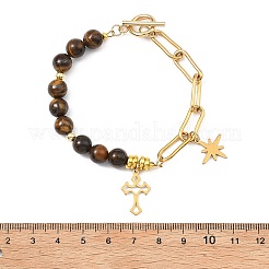 Armbänder mit Kreuz- und Sternanhängern aus Edelstahl 304&nbsp;BJEW-JB13743-02