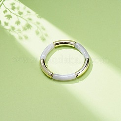 Bracciale elasticizzato con perline in tubo curvo acrilico per donna&nbsp;BJEW-JB08439-06