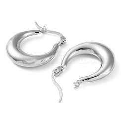 Pendientes de aro gruesos de plata de ley 925 con baño de rodio&nbsp;EJEW-K258-01A-P