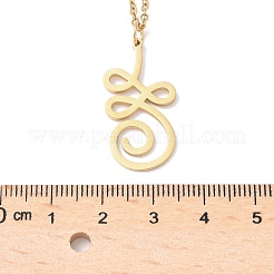 Collar con colgante de flor de loto OM de yoga de corte hueco de acero inoxidable 304&nbsp;NJEW-Z073-02G-01
