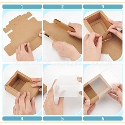 Cassettiere pieghevoli in carta con coperchio in plastica trasparente&nbsp;CON-WH0095-68B-05