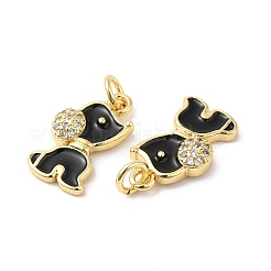 Colgantes de circonita cúbica transparentes micro pavé de latón chapado en oro real 16k&nbsp;ZIRC-L103-059G-01