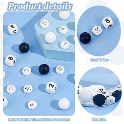 56 Silikonperlen-Set mit Buchstaben und Zahlen&nbsp;SIL-PH0001-32