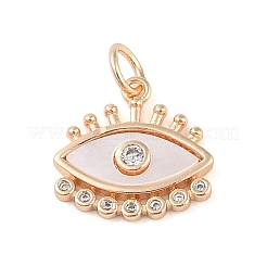 Messing-Anhänger mit klarem Zirkonia und Muschelauge und Biegeringen&nbsp;KK-Q816-04G