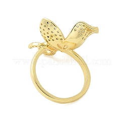 Impostazioni anello polsino fiore ottone micro pavé zirconia cubica&nbsp;KK-K297-08G