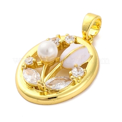 Pendentifs avec zircon cubiques à micro-pavés en laiton&nbsp;KK-A232-10G