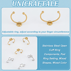 12 stücke 6 arten 304 edelstahl offene manschette ring komponenten&nbsp;STAS-UN0061-30