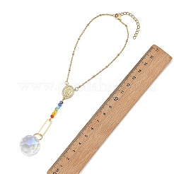 7 acchiappasole a forma di chakra in vetro e ottone con micro pavé di zirconi cubici&nbsp;HJEW-JM05023