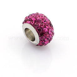 304 Edelstahl Polymer Clay Strass europäische Perlen&nbsp;CPDL-J015-23