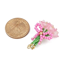 Colgante de flor con cuentas de vidrio y lazo hecho a mano&nbsp;PALLOY-MZ00753-04