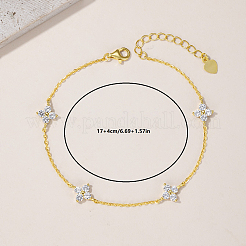Elegante florale Gliederarmbänder aus Messing mit Pavé-Fassung aus klaren Zirkonia&nbsp;DF1252