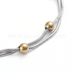 304 Edelstahl 2-Strang Runde Schlangenkettenarmbänder&nbsp;BJEW-L673-014-GP