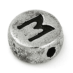 925 flache runde Sterlingsilberperlen mit Buchstaben&nbsp;STER-G044-01AS-M