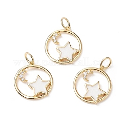 Placage de crémaillère en laiton micro pavé pendentifs en zircone cubique claire&nbsp;ZIRC-CJC0001-02G