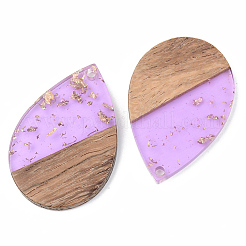 Pendentifs en résine transparente et bois de noyer&nbsp;RESI-S389-037A-B01
