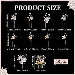 2 Set mit 2 Stilen floralen Haarkämmen aus Messing&nbsp;OHAR-ME0001-04