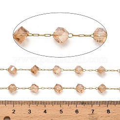 Handgefertigte 304 Edelstahl Glasperlen Würfel Gliederketten&nbsp;CHS-B011-04G-02