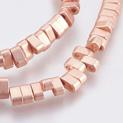 Brins de perles à 2 trou en hématite synthétique non magnétique galvanisée&nbsp;G-E495-11A