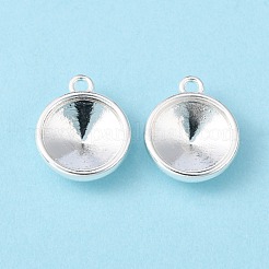 Alliage de style tibétain plat pendentif breloque ronde rivoli xilion pointé supports strass chaton&nbsp;X-PALLOY-O034-S01