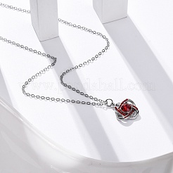 304 Edelstahl-Halsketten mit Hyazinthen-Strass und Kreuzanhänger für Damen&nbsp;STAS-Z114-21P