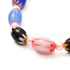 Simpatico braccialetto elasticizzato con perline color caramello per ragazze adolescenti&nbsp;BJEW-JB06935